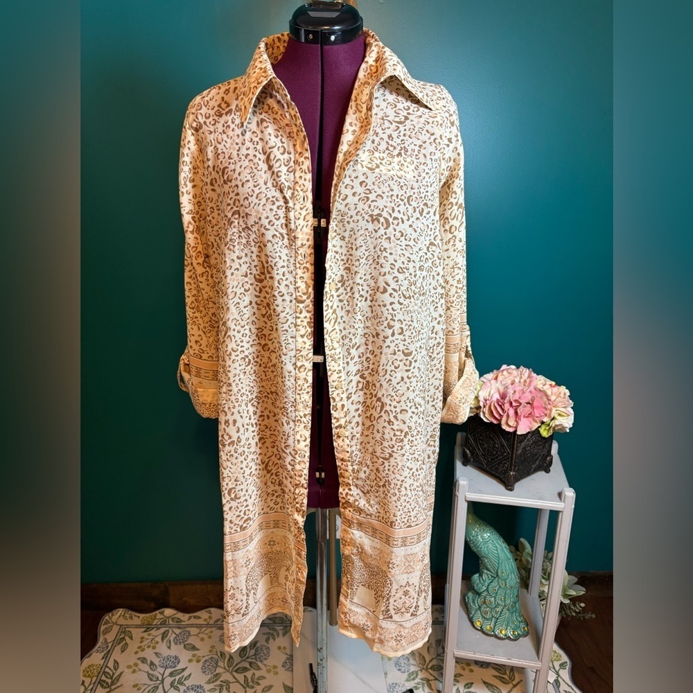 Live 4 Truth Cream and Brown Trench Kimono with Oversized Silhouette